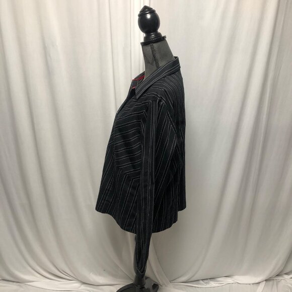 Van Heusen Top Womens Sz XL Black White Striped Long Sleeve Button Shirt Office - Picture 3 of 8